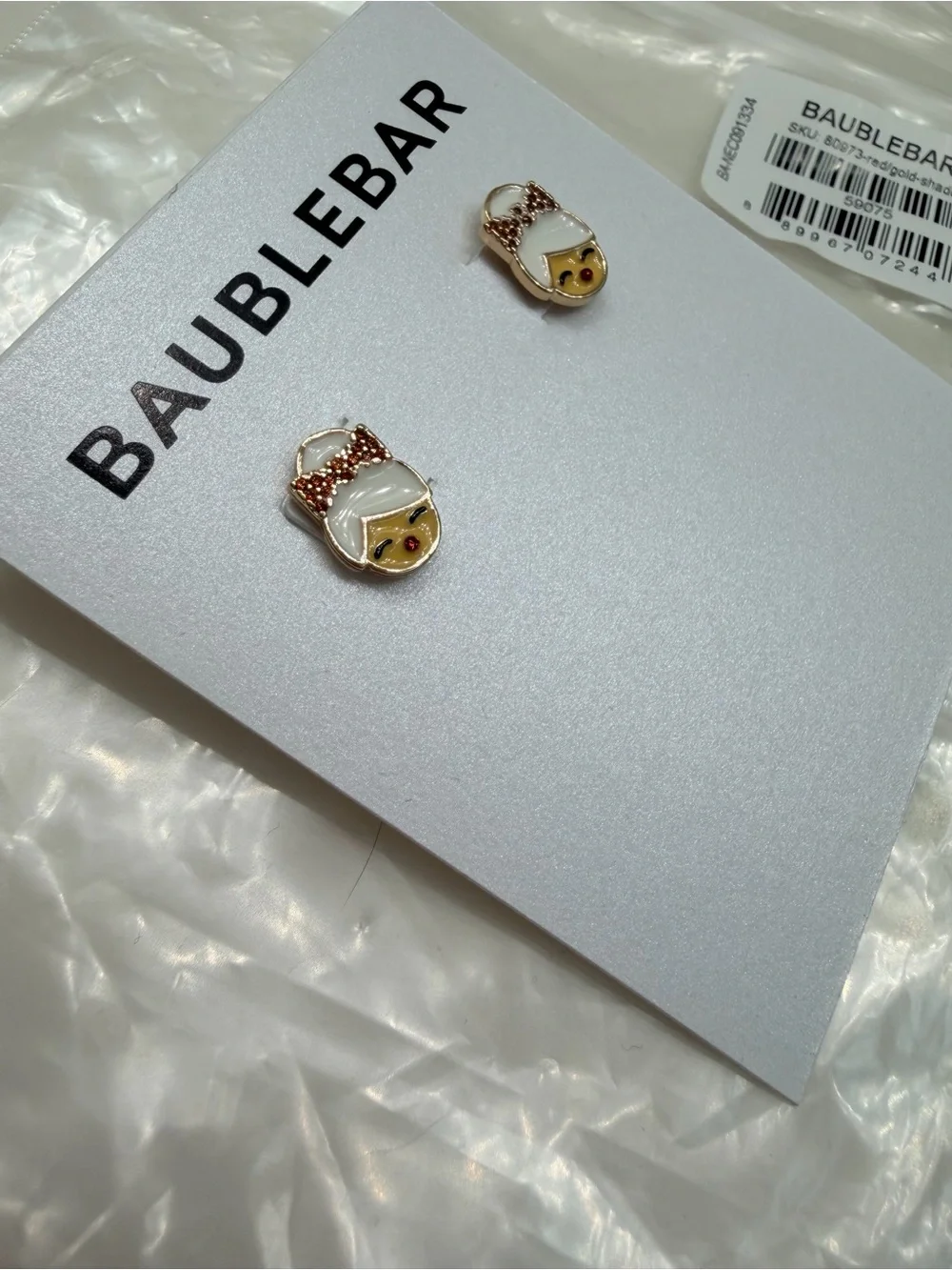 BaubleBar Mrs Claus Stud Earrings - Red Bow Accent